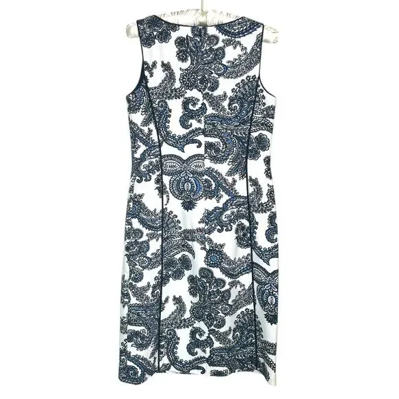 Talbots Women's Sz 4 Cotton Blend Paisley Sheath Dress Sleeveless Career Office - Picture 3 of 9
